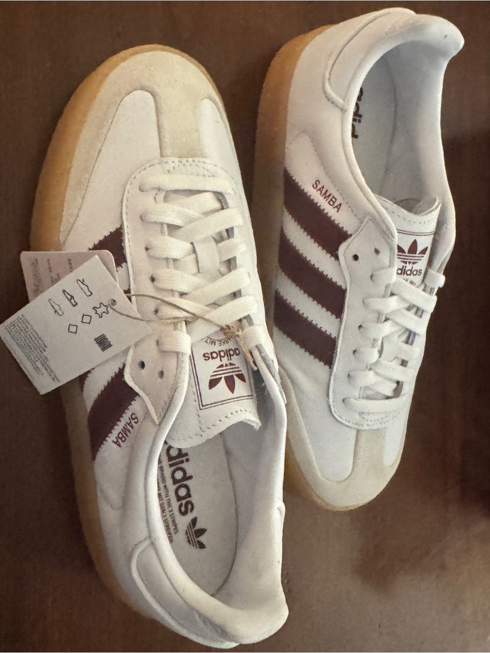 Adidas Samba OG Womens 8.5 White Burgundy Gum Sole Sneakers NWT Classic Trend - Picture 3 of 10